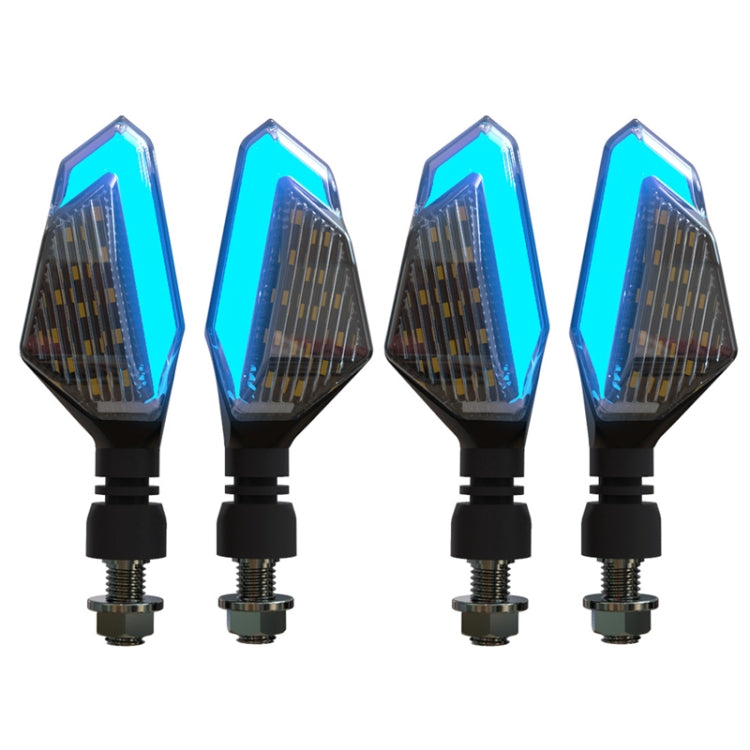MK-236 4 ชิ้น 22LED รถจักรยานยนต์ V Line สองสีเลี้ยวไฟมุมสัญญาณไฟ, MK-236 (Yellow Blue), MK-236 (Yellow White), MK-236 (Yellow Red)