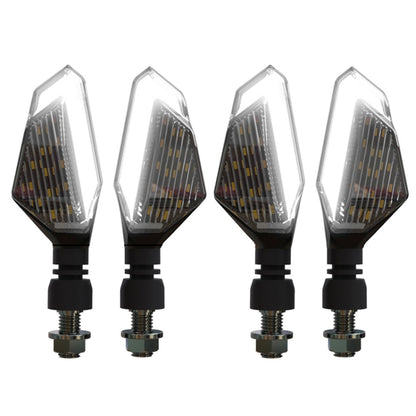 MK-236 4 ชิ้น 22LED รถจักรยานยนต์ V Line สองสีเลี้ยวไฟมุมสัญญาณไฟ, MK-236 (Yellow Blue), MK-236 (Yellow White), MK-236 (Yellow Red)