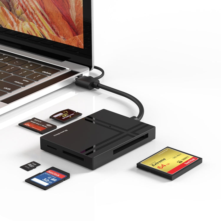 Blueendless C5U3 Type-C/USB-C 5-In-1 เครื่องอ่านการ์ด CF/XD/TF/SD/MS, C5U3