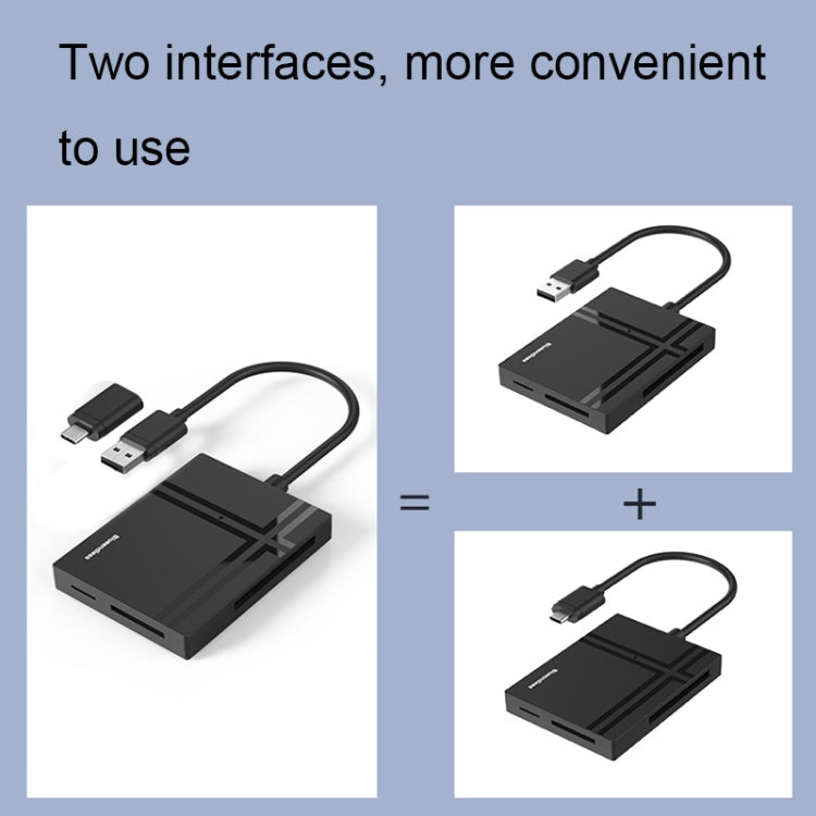 Blueendless C5U3 Type-C/USB-C 5-In-1 เครื่องอ่านการ์ด CF/XD/TF/SD/MS, C5U3
