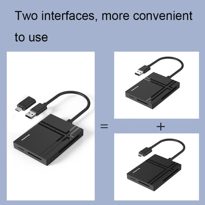 Blueendless C5U3 Type-C/USB-C 5-In-1 เครื่องอ่านการ์ด CF/XD/TF/SD/MS, C5U3