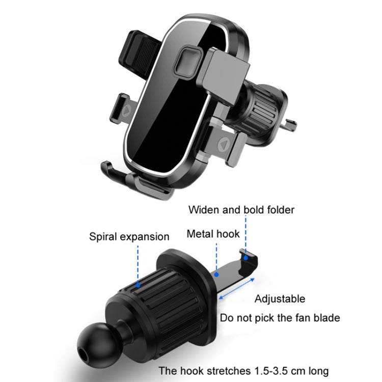 Car Air Outlet Hook ที่วางโทรศัพท์มือถือนำทางอย่างแน่นหนา, Mirror Black