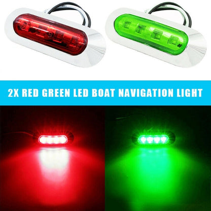 1Pair MK-234 12V Yacht Ships 4LED Navigation Lights ไฟสัญญาณสีแดงและสีเขียว