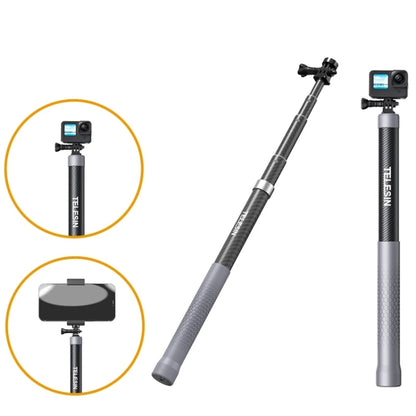 TELESIN ไม้เซลฟี่ Monopod คาร์บอนไฟเบอร์ 1.2 ม. พร้อมสกรู 1/4 สำหรับกล้องแอ็คชั่น, 1.2m