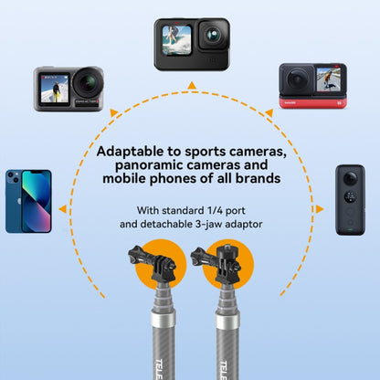 TELESIN ไม้เซลฟี่ Monopod คาร์บอนไฟเบอร์ 1.2 ม. พร้อมสกรู 1/4 สำหรับกล้องแอ็คชั่น, 1.2m