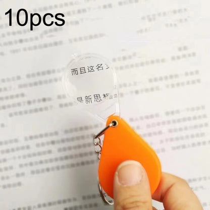 10 ชิ้น 10XFold พกพาบ้านนักเรียนและผู้สูงอายุถือ HD มินิแว่นขยายพวงกุญแจ, 10pcs(32mm)