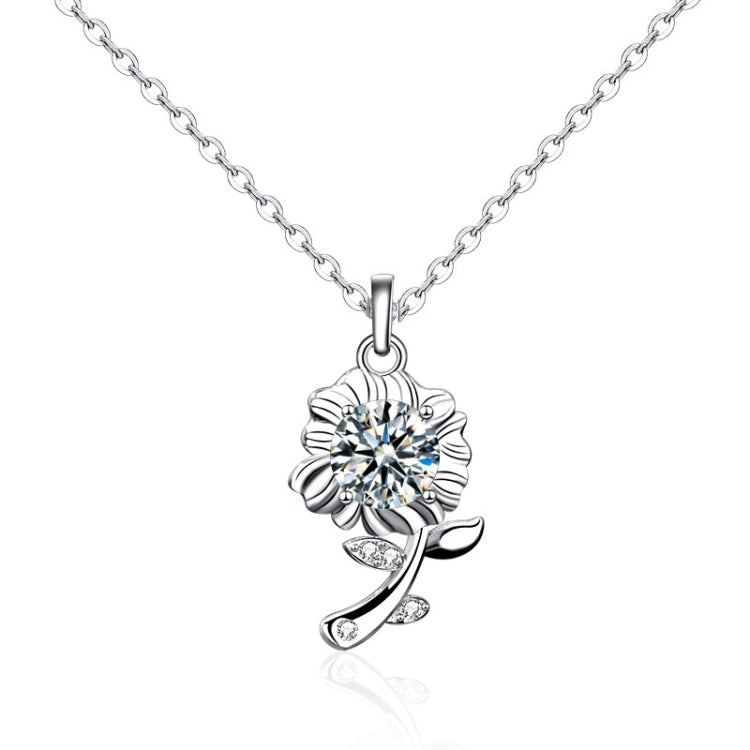 XMA033 สร้อยคอเงิน 925 Moissanite เครื่องประดับจี้ดอกไม้ดอกทานตะวัน, Green, White, Champagne Yellow
