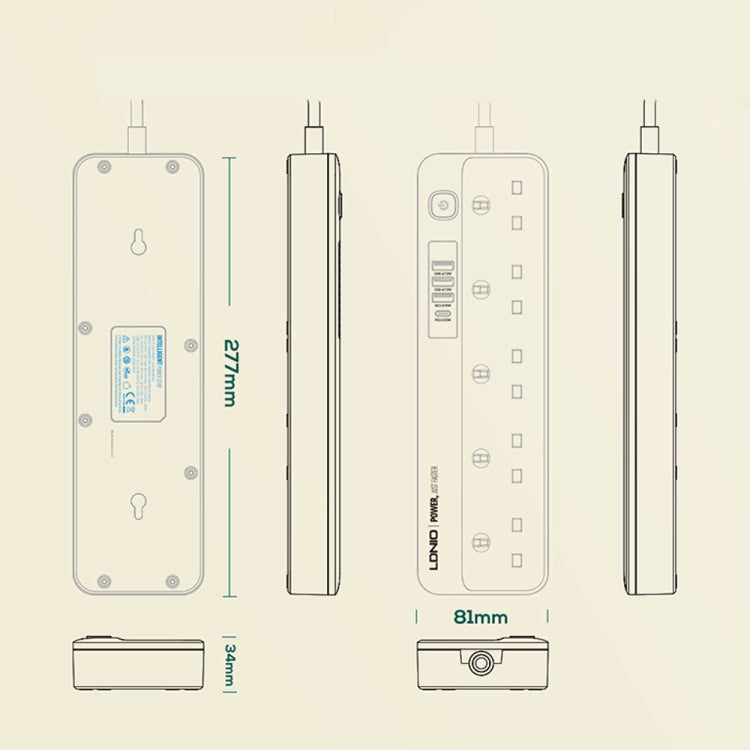 LDNIO 5+4 Ports มัลติฟังก์ชั่น Travel Home Office ซ็อกเก็ตชาร์จเร็ว