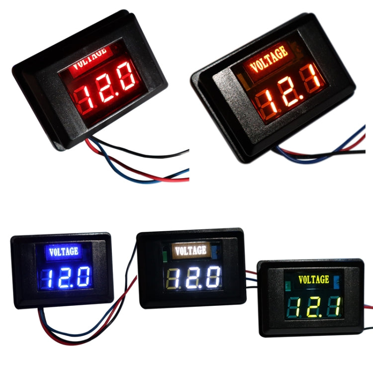 DES-2 เครื่องวัดแรงดันแบตเตอรี่รถยนต์ DC LED ดิจิตอล แสดงผล 12V รถจักรยานยนต์ RV เรือยอร์ชเครื่องวัดแรงดันไฟฟ้า, DES-2 Voltage Meter Red, DES-2 Voltage Meter Blue, DES-2 Voltage Meter Orange, DES-2 Voltage Meter White, DES-2 Voltage Meter Green