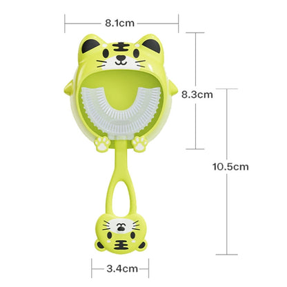 S8 2 ชิ้นเด็กการ์ตูนสัตว์คู่มือแปรงสีฟันซิลิโคนรูปตัวยูสำหรับอายุ 2-12 ปี