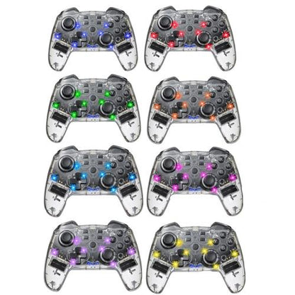 สำหรับเกมแพดบลูทูธไร้สาย Switch Pro พร้อมฟังก์ชั่นปลุกไฟ LED, Transparent With LED
