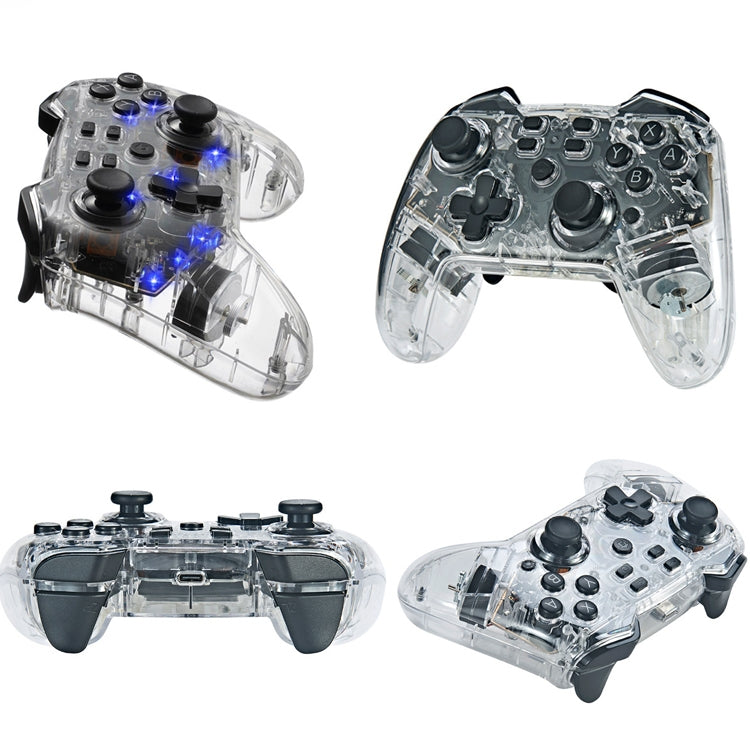 สำหรับเกมแพดบลูทูธไร้สาย Switch Pro พร้อมฟังก์ชั่นปลุกไฟ LED, Transparent With LED
