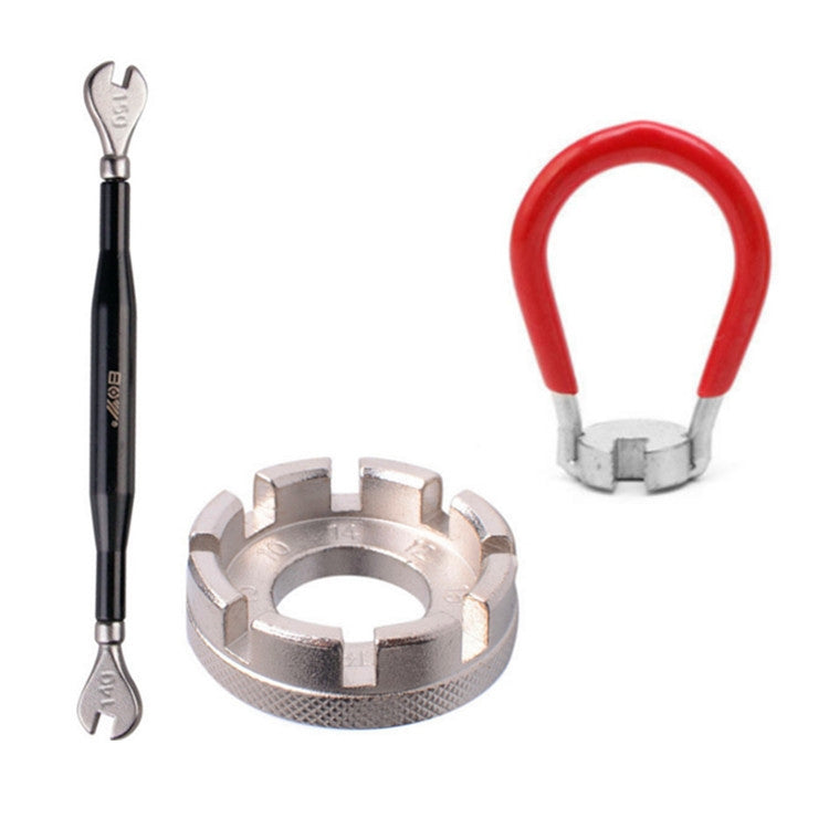 ชุดประแจซี่ล้อจักรยานเสือภูเขา Chrome Molybdenum, Silver 8 Port+Spoke Wrench, 4pcs/set Spoke Tools, Wrench+Spoke Wrench+Valve Core Lock+2 Tire Lever, Red Wrench+Silver 8 Port+Wrench, 2 Silver 8 Port+Red Wrench