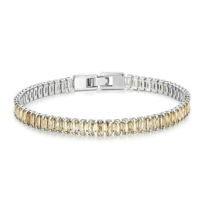 สร้อยข้อมือ Cubic Zirconia แวววาว เครื่องประดับทองแดงชุบทอง, YIB055-17LCP, YIB055-19LCP, YIB055-17LVT, YIB055-19LVT