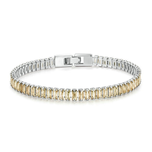 สร้อยข้อมือ Cubic Zirconia แวววาว เครื่องประดับทองแดงชุบทอง, YIB055-17LCP, YIB055-19LCP, YIB055-17LVT, YIB055-19LVT
