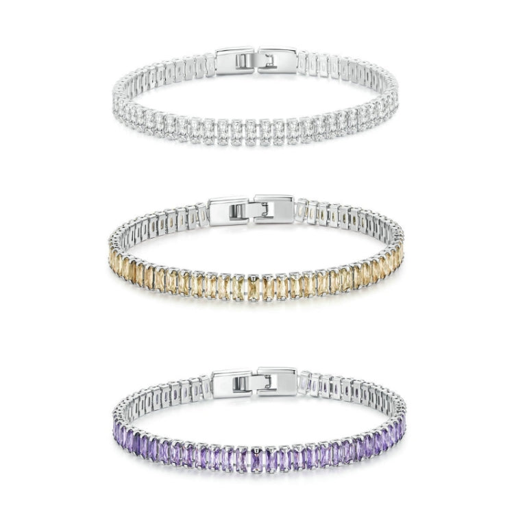 สร้อยข้อมือ Cubic Zirconia แวววาว เครื่องประดับทองแดงชุบทอง, YIB055-17LCP, YIB055-19LCP, YIB055-17LVT, YIB055-19LVT