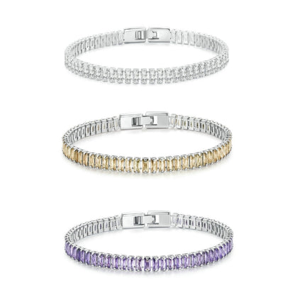 สร้อยข้อมือ Cubic Zirconia แวววาว เครื่องประดับทองแดงชุบทอง, YIB055-17LCP, YIB055-19LCP, YIB055-17LVT, YIB055-19LVT