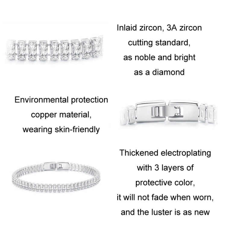 สร้อยข้อมือ Cubic Zirconia แวววาว เครื่องประดับทองแดงชุบทอง, YIB055-17LCP, YIB055-19LCP, YIB055-17LVT, YIB055-19LVT