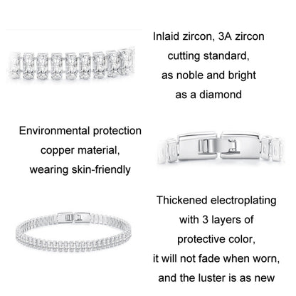 สร้อยข้อมือ Cubic Zirconia แวววาว เครื่องประดับทองแดงชุบทอง, YIB055-17LCP, YIB055-19LCP, YIB055-17LVT, YIB055-19LVT