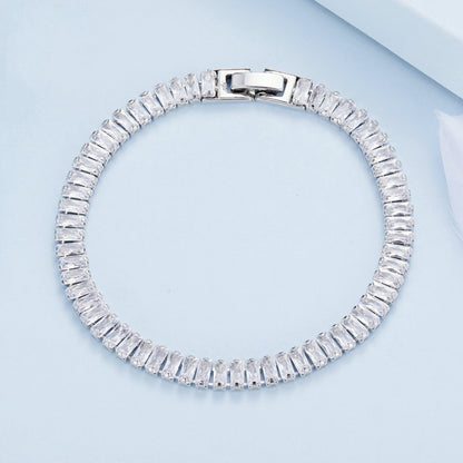 สร้อยข้อมือ Cubic Zirconia แวววาว เครื่องประดับทองแดงชุบทอง, YIB055-17LCP, YIB055-19LCP, YIB055-17LVT, YIB055-19LVT