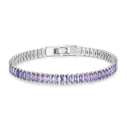 สร้อยข้อมือ Cubic Zirconia แวววาว เครื่องประดับทองแดงชุบทอง, YIB055-17LCP, YIB055-19LCP, YIB055-17LVT, YIB055-19LVT