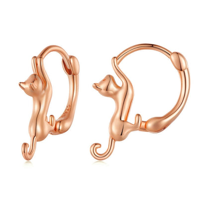 เงินสเตอร์ลิง S925 ต่างหูเพชรยืดแมวยืด, ขนาด:, Small Platinum Plated, Large Platinum Plated, Large Gold Plated, Large Black Gold Plated, Large Rose Gold Plated