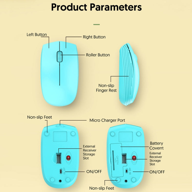 811 3 Keys Laptop Mini Wireless Mouse Portable Optical Mouse, ข้อมูลจำเพาะ:, Double Model (Pink)