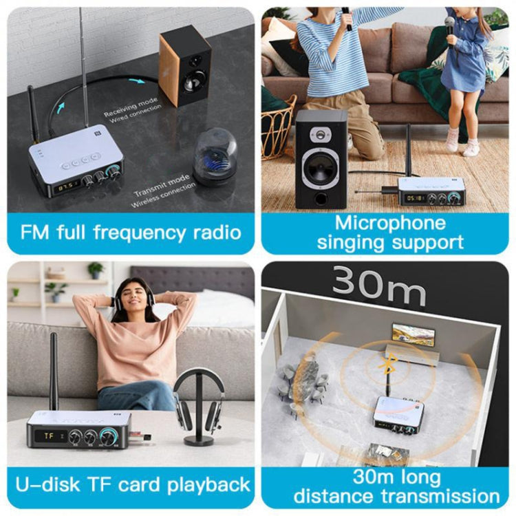 M9 Pro 5.1 ตัวรับสัญญาณบลูทูธตัวเปิดใช้วิทยุ FM 4 ใน 1 อะแดปเตอร์เสียง NFC, M9 Pro