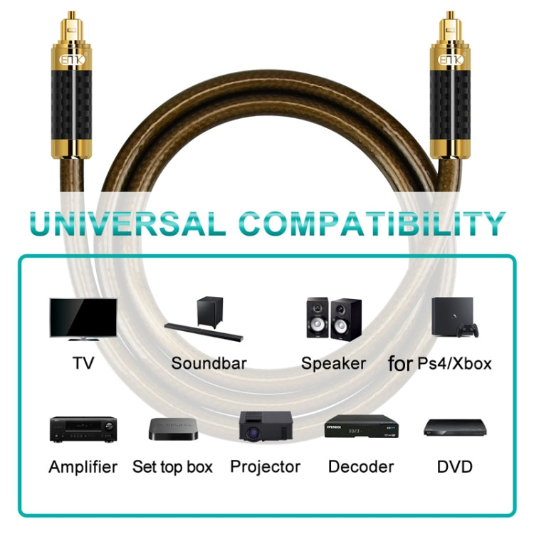 EMK GM/A8.0 สายสัญญาณเสียงใยแก้วนำแสงดิจิตอล แอมพลิฟายเออร์ Audio Gold Plate Fever Line, ความยาว:, 1m, 1.5m, 1.8m, 2m, 3m, 5m, 8m, 10m, 15m, 20m