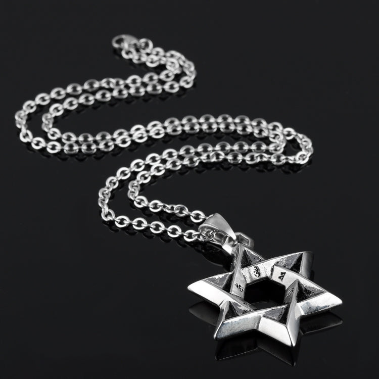 1102 สร้อยคอสแตนเลสผู้ชายจี้ดาวหกแฉกสไตล์:, Pendant+Chain