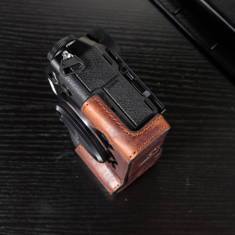 สำหรับ FUJIFILM X-T5 กล้อง Cowhide กระเป๋าป้องกันรอยขีดข่วน เคส ฝาครอบฐาน