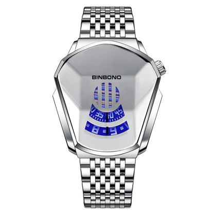 BINBOND Locomotive Concept Steel Belt Watch Men Live Black Technology Watch, Steel Belt Full Gold-Blue Face, Steel Belt Full Gold Gold Face, Steel Belt Black Stee Blue Face, Steel Belt White Steel Blue Face, Steel Belt White Steel White Face           ...
