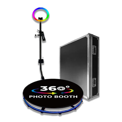 บูธภาพถ่ายเติมแสง RGB เปลี่ยนขาตั้งกล้องหมุนภาพพร้อมเคสเที่ยวบิน, 68cm, 100cm