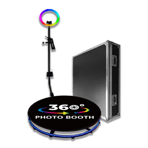บูธภาพถ่ายเติมแสง RGB เปลี่ยนขาตั้งกล้องหมุนภาพพร้อมเคสเที่ยวบิน, 68cm, 100cm