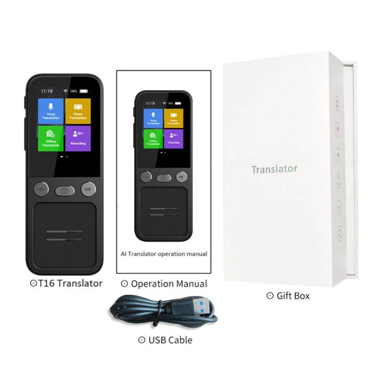 T16 Smart AI Translation Travel Translator รองรับการแปลร่วมกัน 138 ภาษา 14 การแปลออฟไลน์, T16 Black