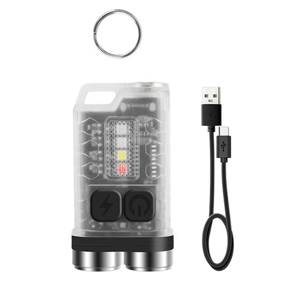 V3 พวงกุญแจไฟ USB แบบชาร์จไฟได้ Strong Light ไฟฉายขนาดเล็ก