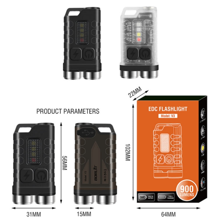 V3 พวงกุญแจไฟ USB แบบชาร์จไฟได้ Strong Light ไฟฉายขนาดเล็ก
