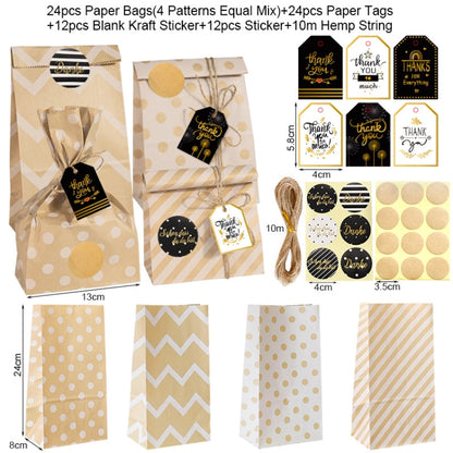 24 In 1 Pointed Cowhide Paper Bag Retro Thanks Gift Bag Party Bakery Biscuits Candy Bag, 24 In 1 Style 1, 24 In 1 Style 2