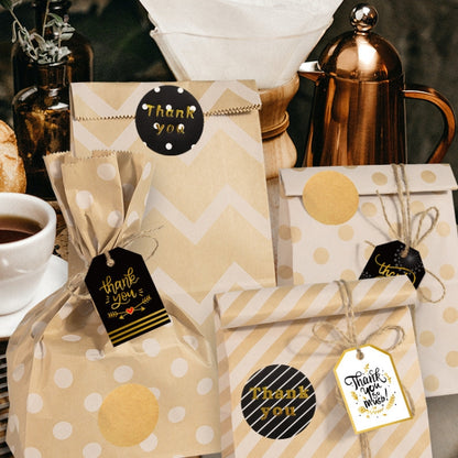 24 In 1 Pointed Cowhide Paper Bag Retro Thanks Gift Bag Party Bakery Biscuits Candy Bag, 24 In 1 Style 1, 24 In 1 Style 2