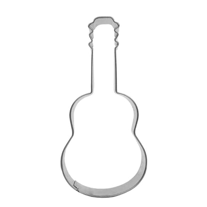 5 ชิ้นกีต้าร์รูปร่างเบเกอรี่บิสกิตแม่พิมพ์สแตนเลส Fondant มูสวงกลม, Guitar Shape