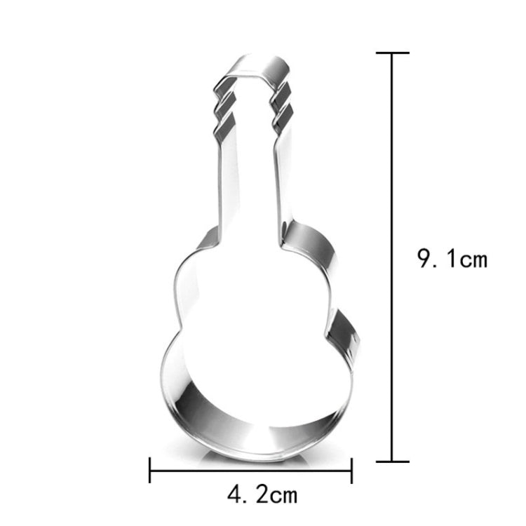 5 ชิ้นกีต้าร์รูปร่างเบเกอรี่บิสกิตแม่พิมพ์สแตนเลส Fondant มูสวงกลม, Guitar Shape