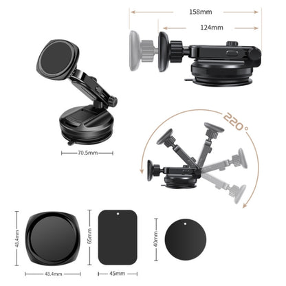 รถ Telescopic Suction Cup ยางด้านล่างที่วางโทรศัพท์มือถือแบบแม่เหล็กที่แข็งแรง, Magnetic Mobile Phone Holder