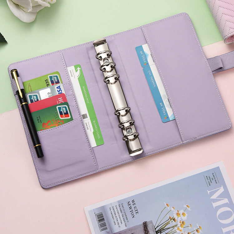 A6 PU Macaron Gradient Color Loose-leaf Notepad Notebook Budget Book, Gradient Purple, Gradient Black