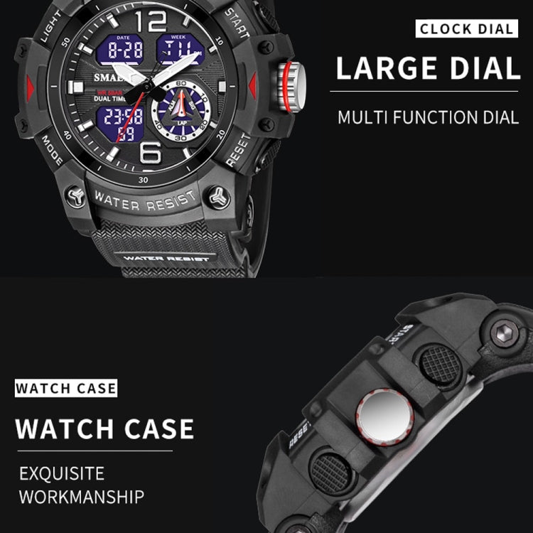 SMAEL 8007 Outdoor Sports Waterproof Dual แสดงผล นาฬิกาควอทซ์อิเล็กทรอนิกส์