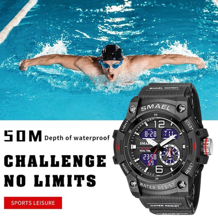 SMAEL 8007 Outdoor Sports Waterproof Dual แสดงผล นาฬิกาควอทซ์อิเล็กทรอนิกส์