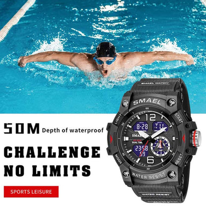 SMAEL 8007 Outdoor Sports Waterproof Dual แสดงผล นาฬิกาควอทซ์อิเล็กทรอนิกส์