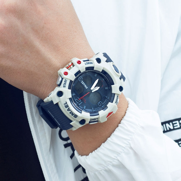 SMAEL 8008 กีฬากลางแจ้งมัลติฟังก์ชั่นกันน้ำผู้ชายนาฬิกาเรืองแสง, Black Blue