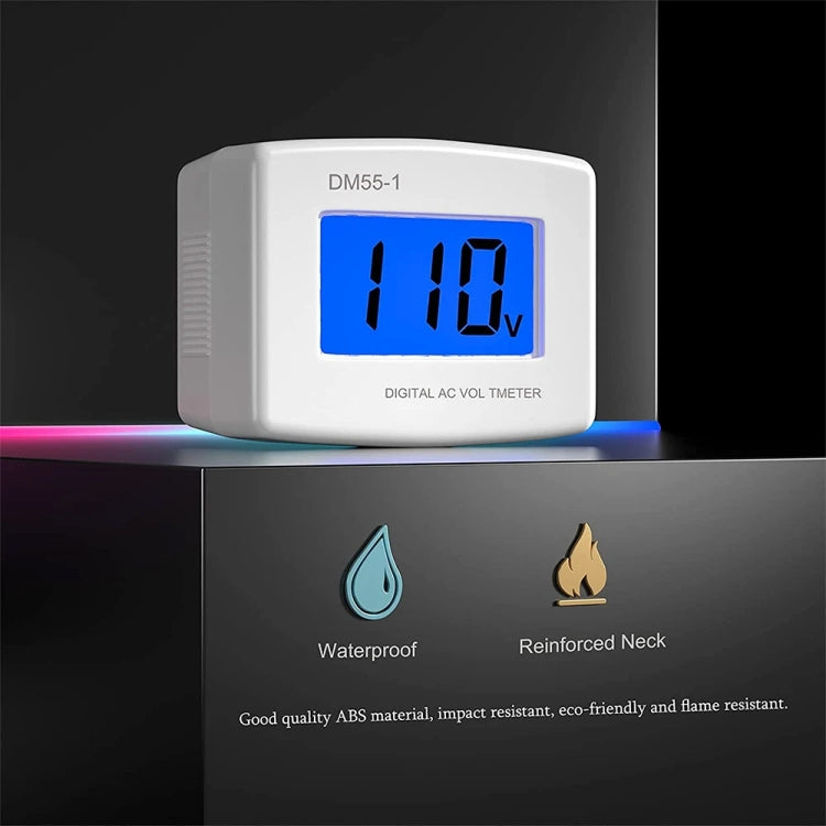 DM55-1 AC 110V- 220V LCD Digital Voltmeter เครื่องทดสอบแรงดันไฟฟ้าเครื่องตรวจจับ Meter, DM55-1 US Plug, DM55-1 EU Plug