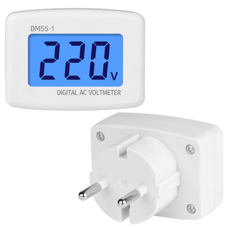 DM55-1 AC 110V- 220V LCD Digital Voltmeter เครื่องทดสอบแรงดันไฟฟ้าเครื่องตรวจจับ Meter, DM55-1 US Plug, DM55-1 EU Plug