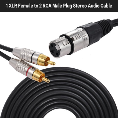 XLR หญิงถึง 2RCA ชายเสียบสายสัญญาณเสียงสเตอริโอ, ความยาว:, 0.5m, 1m, 1.5m, 2m, 3m, 5m, 8m, 10m